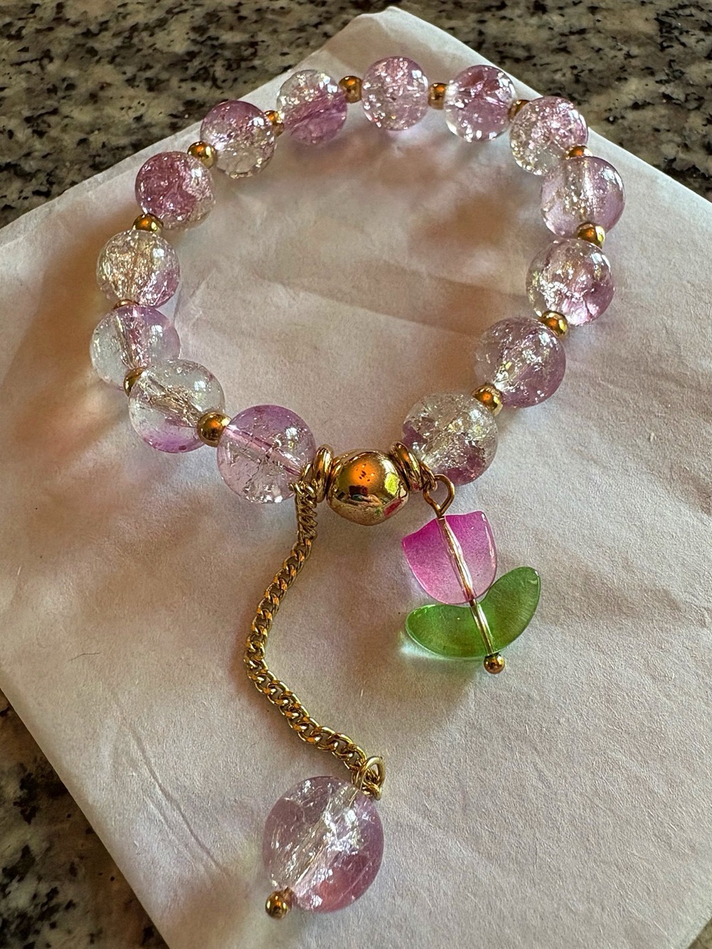 ♥️💖 NEW Floral Beaded Stretch Bracelet - Picture 1 of 7
